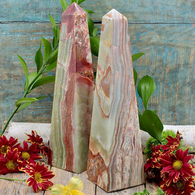 Green Banded Calcite Obelisk