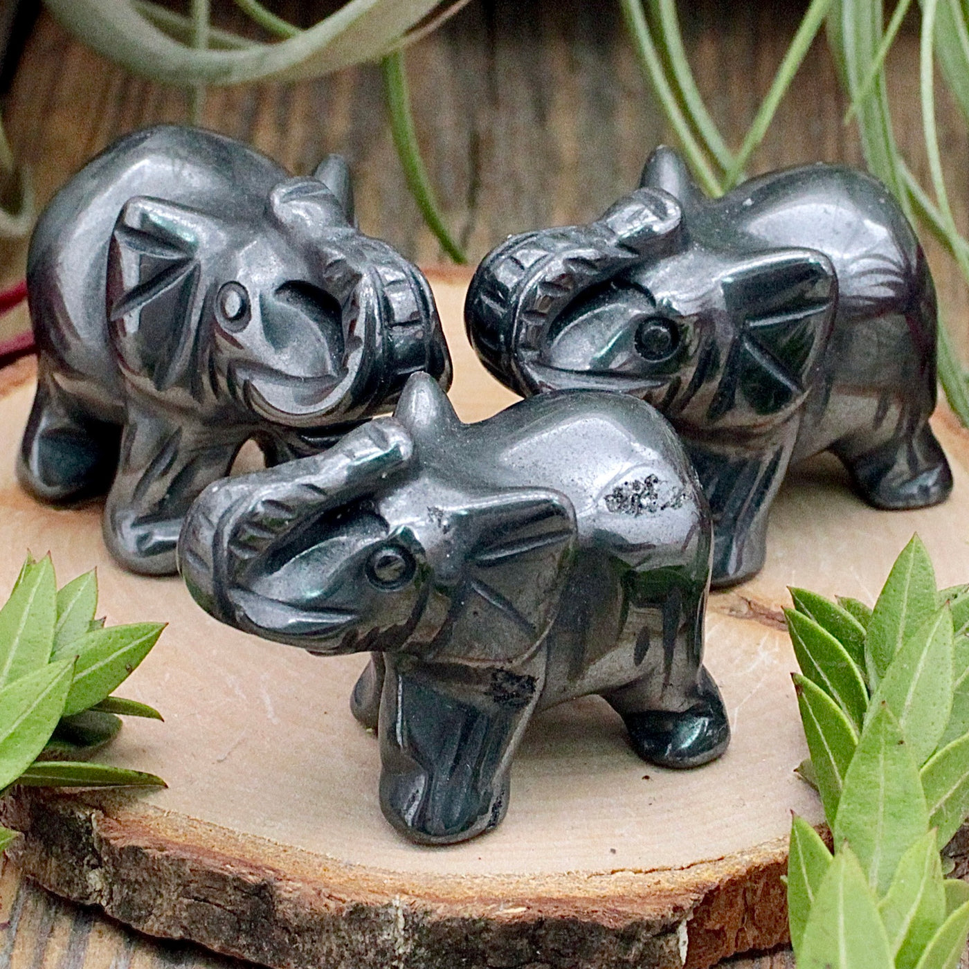 Hematite Elephant Carving