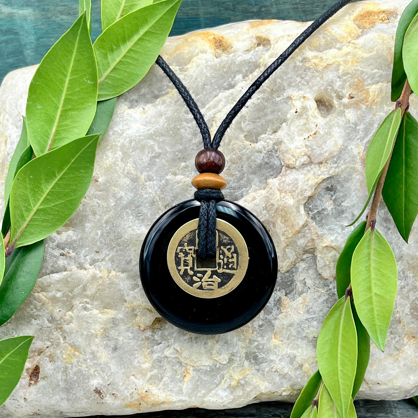 Protection Black Jasper Necklace 40mm