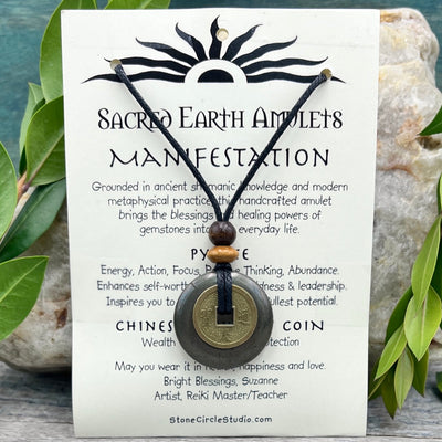 Manifestation Pyrite Necklace Sacred Earth Amulet 