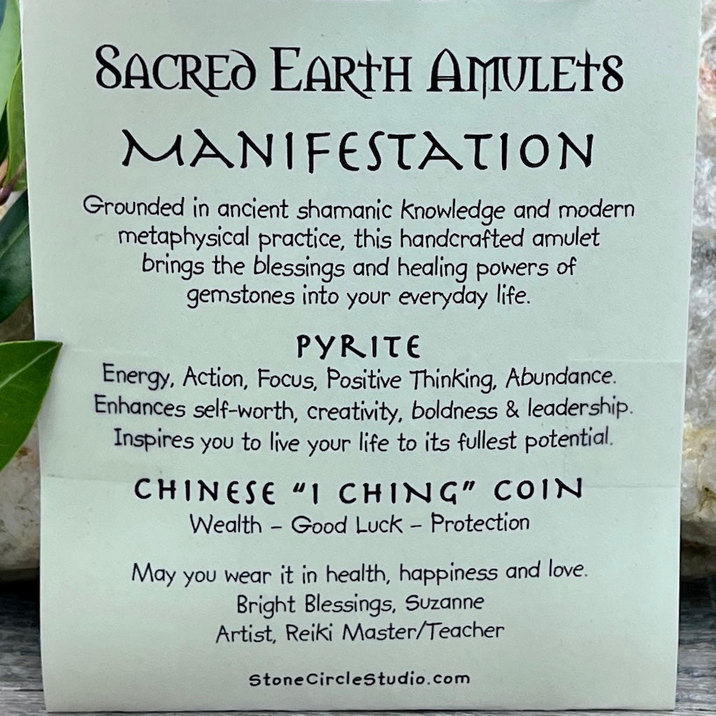 Manifestation Pyrite Necklace Sacred Earth Amulet card