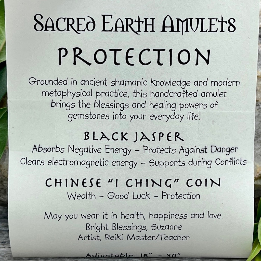 Protection Black Jasper Sacred Earth Amulet card