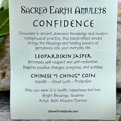 Confidence Leopardskin Jasper Necklace Sacred Earth Amulet card