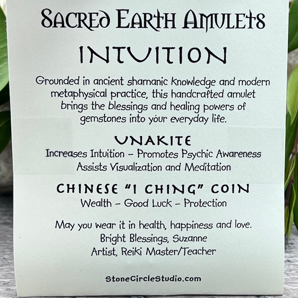 Intuition Unakite Necklace Sacred Earth Amulet card