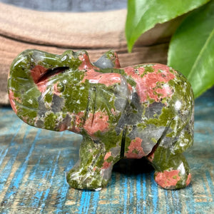 Unakite elephany carving