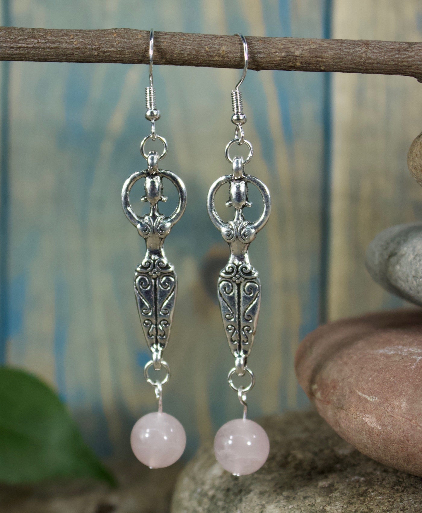 Rose Quartz Goddess Earrings