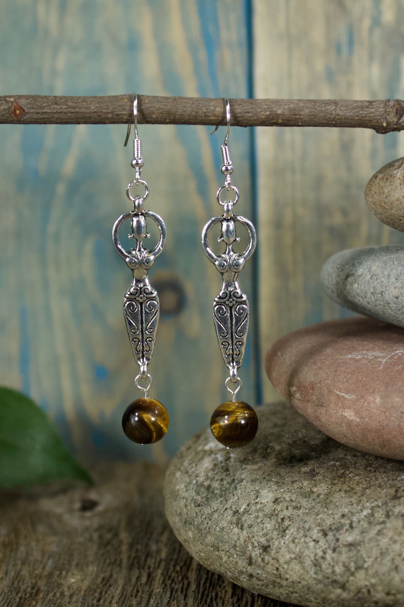 Tiger's Eye Goddess Earrings