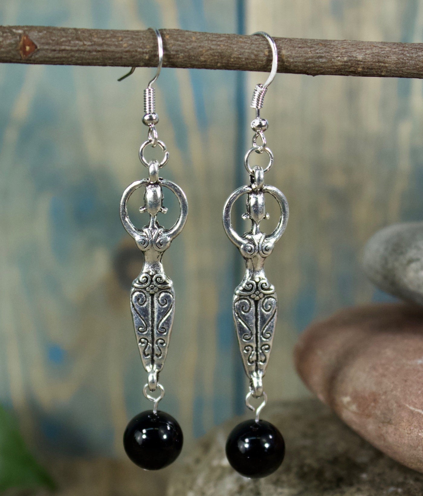 Black Jasper Goddess Earrings