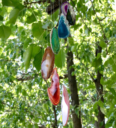 Rainbow Agate Slice Wind chimes