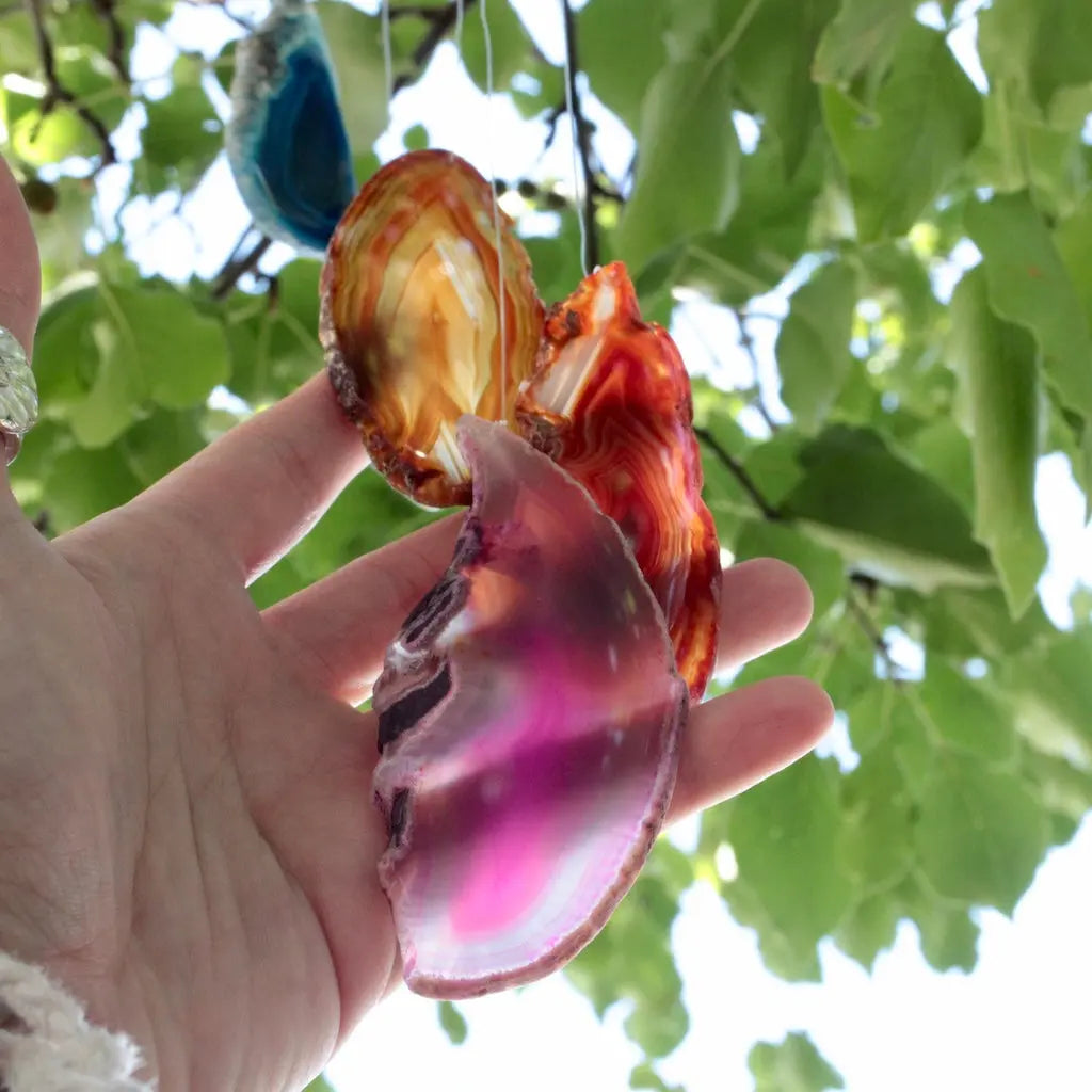 Rainbow Agate Slice Wind chimes