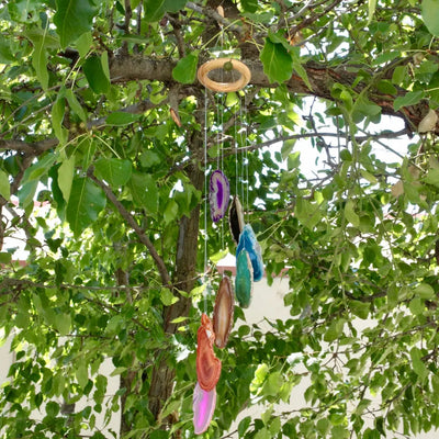 Rainbow Agate Slice Wind chimes