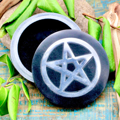 Black Soapstone Pentacle Box