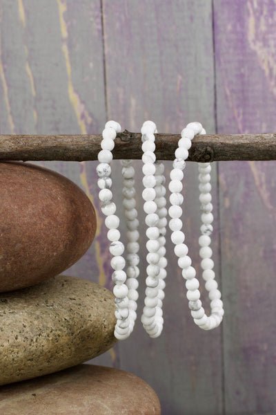 Howlite Bracelet, 4mm Round Beads