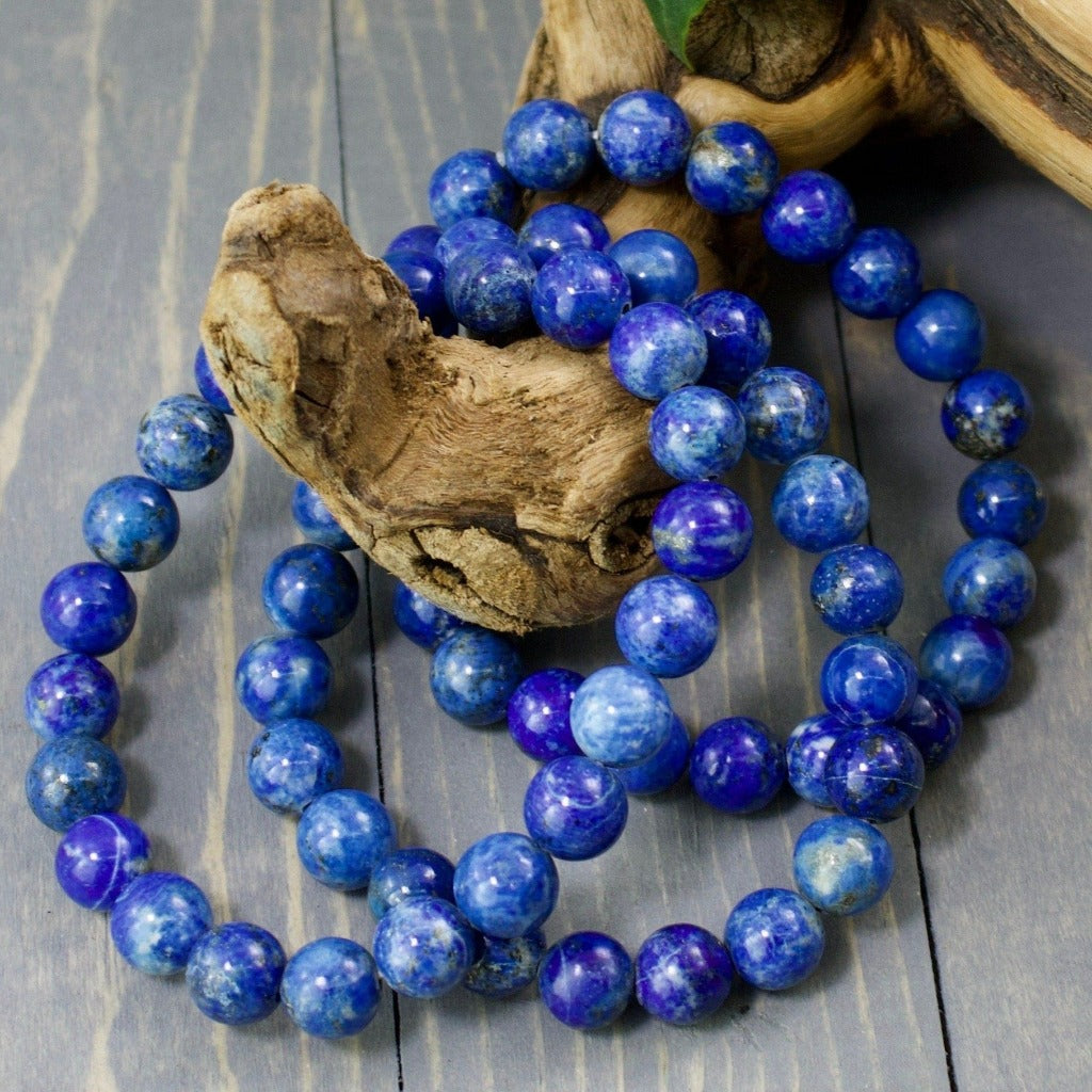 Lapis Lazuli Bracelet, 8mm Polished Round Beads