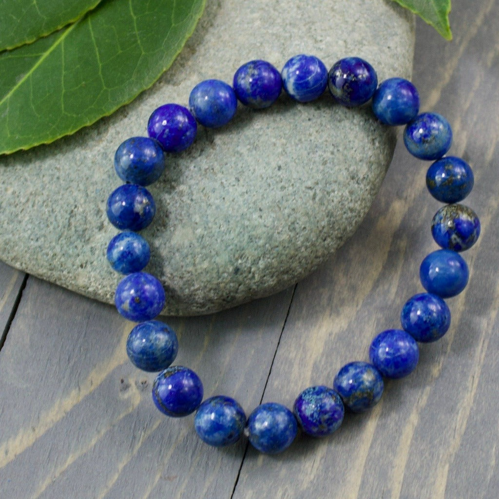 Lapis Lazuli Bracelet, 8mm Polished Round Beads