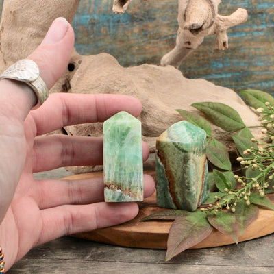 Green Calcite Obelisk  Medium - Small - Mini