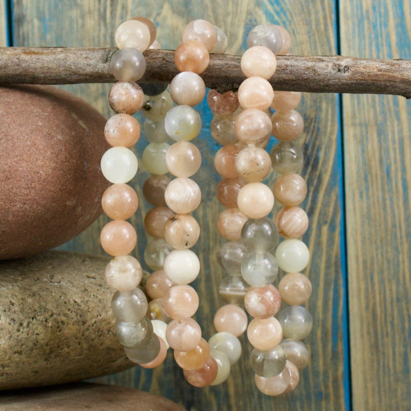 Moonstone Bracelet, 8mm Round Beads