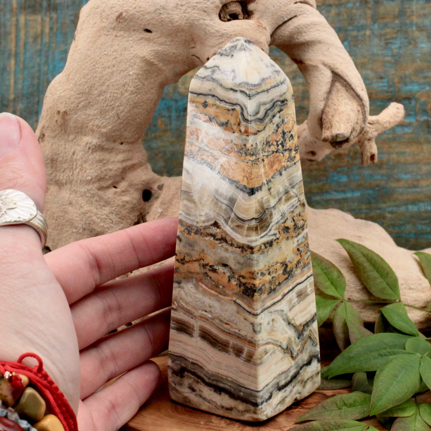 Large Banded Calcite Obelisk