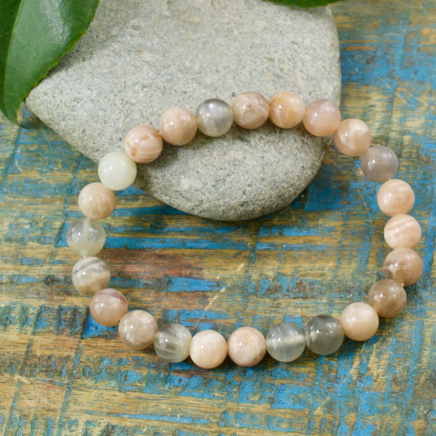 Moonstone Bracelet, 8mm Round Beads