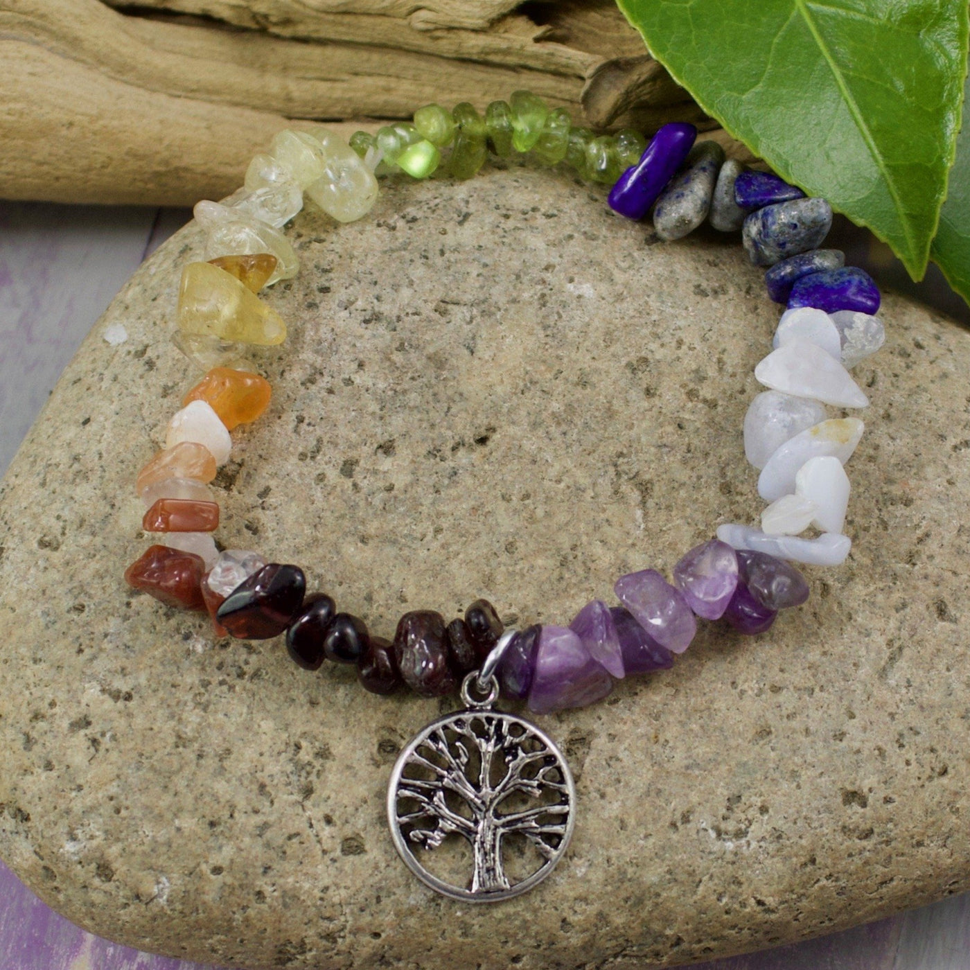 Chakra Bracelet with Tree of Life Charm