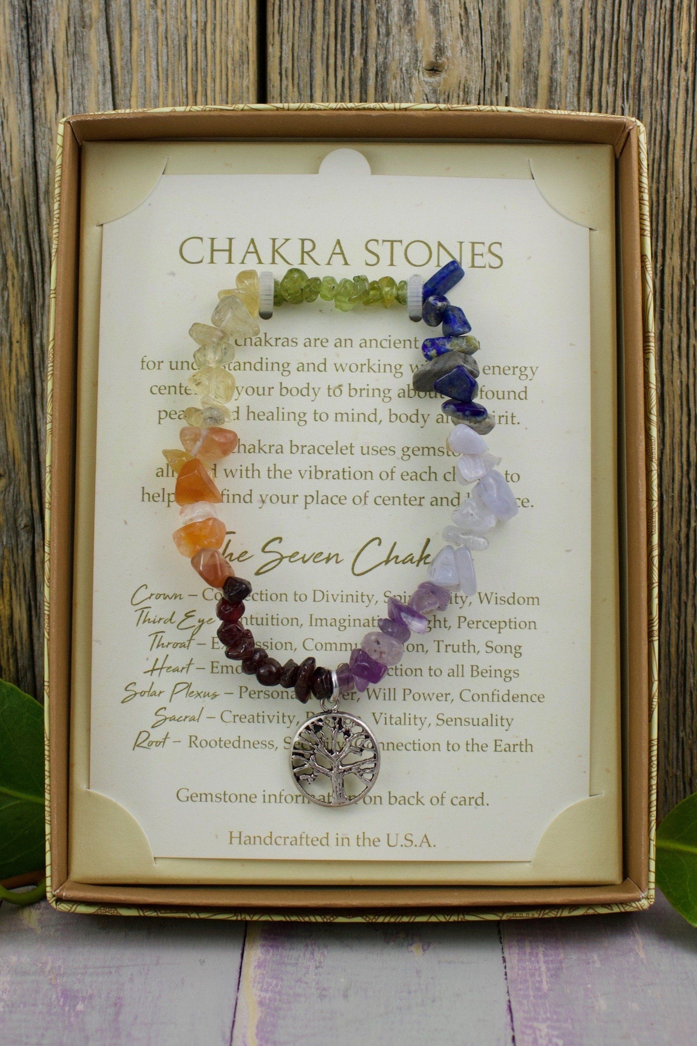 Chakra Bracelet with Tree of Life Charm