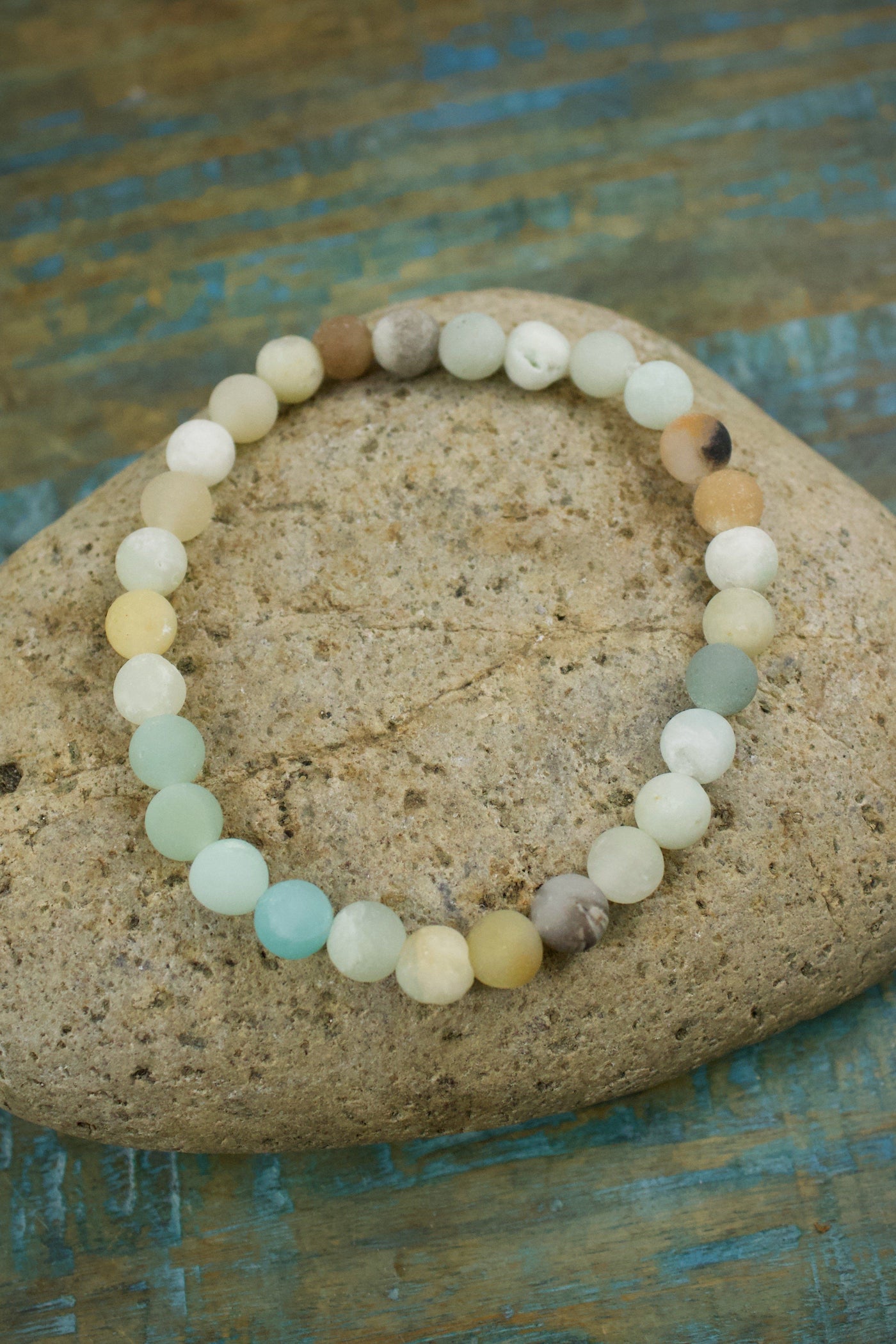 Mixed-Color Amazonite Bracelet, 6mm Matte Beads