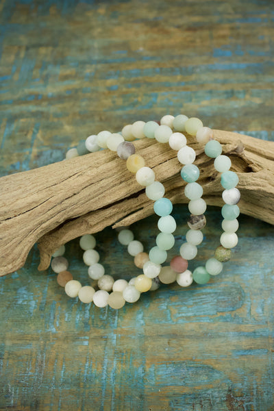 Mixed-Color Amazonite Bracelet, 6mm Matte Beads