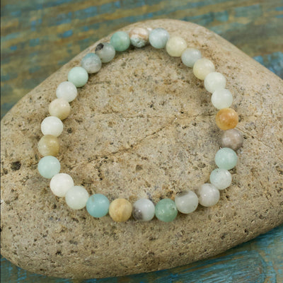 Mixed-Color Amazonite Bracelet, 6mm Polished Beads