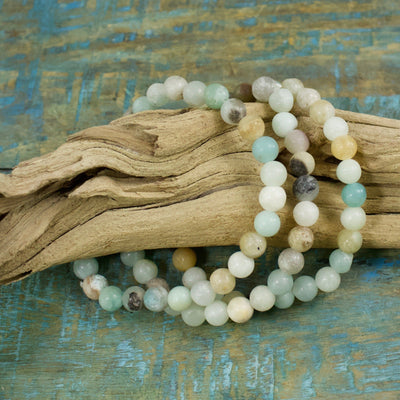 Mixed-Color Amazonite Bracelet, 6mm Polished Beads