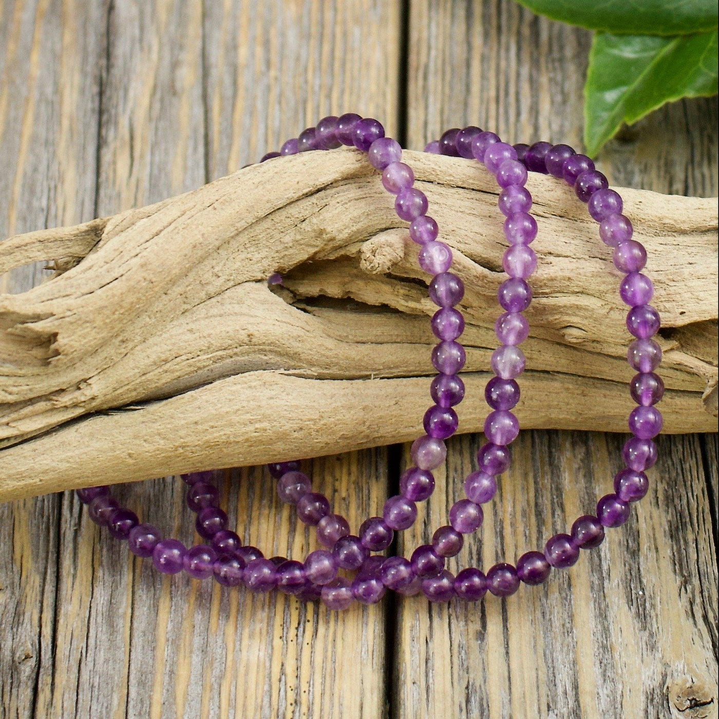 Amethyst Bracelet, 4mm Ball Beads