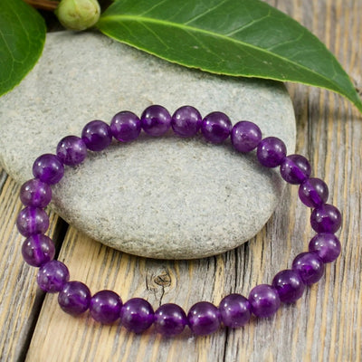 Amethyst Bracelet, 8mm Ball Beads