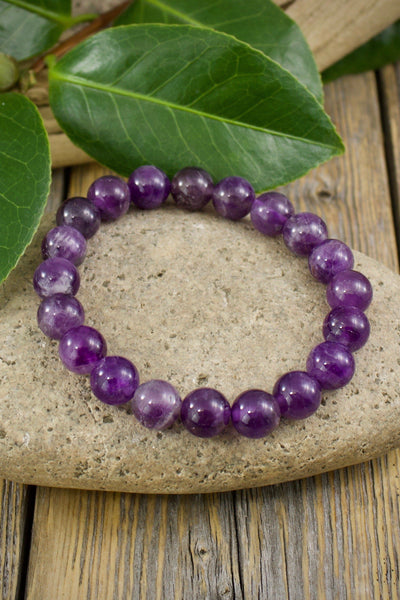 Amethyst Bracelet, 10mm Ball Beads