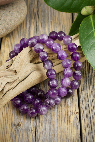 Amethyst Bracelet, 10mm Ball Beads