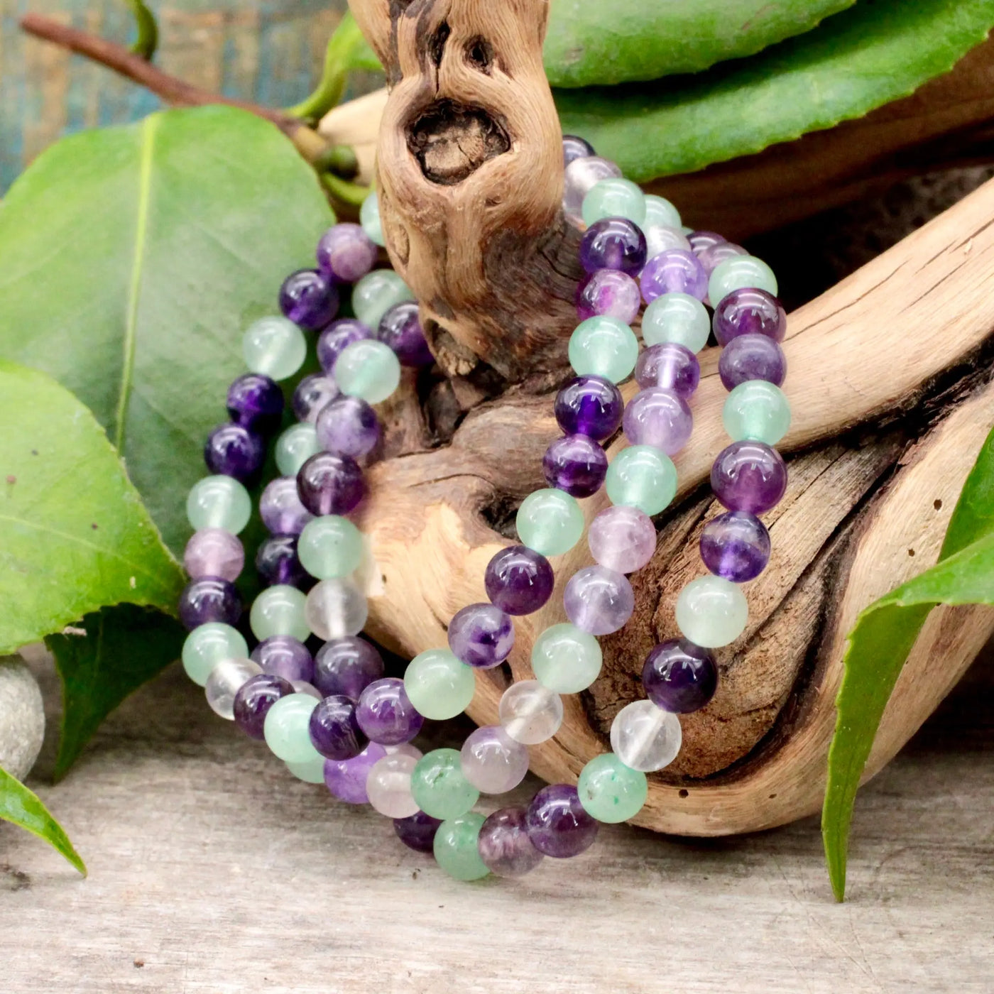 6mm Amethyst Fluorite Green Aventurine Bracelet