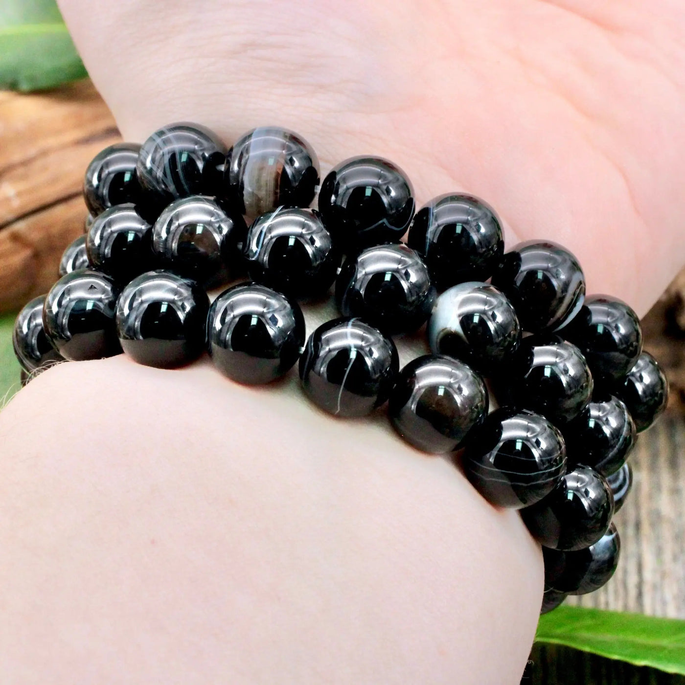 Black and White Sardonyx Bracelet - 12mm