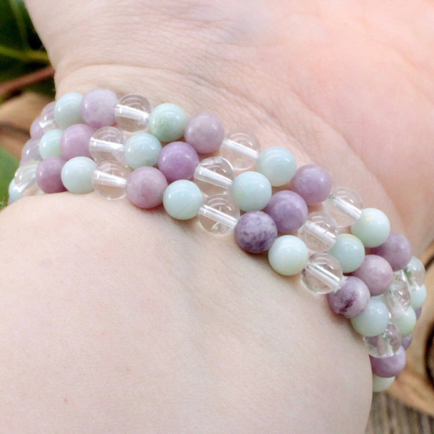 Amazonite, Lepidolite and Quartz Bracelet