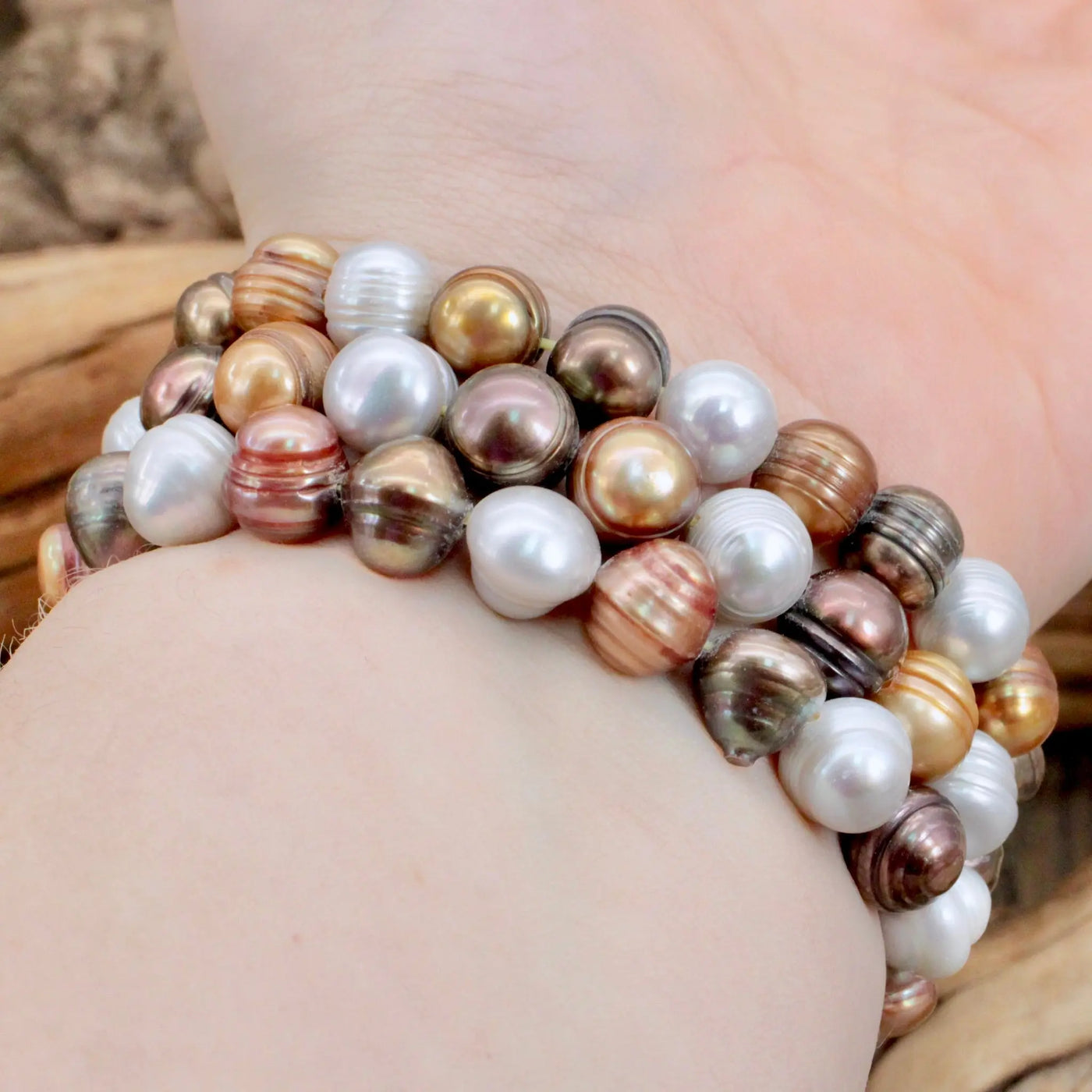 Gold and Bronze Pearl Bracelet