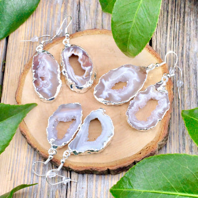 Druzy Agate Crystal Cave Earring