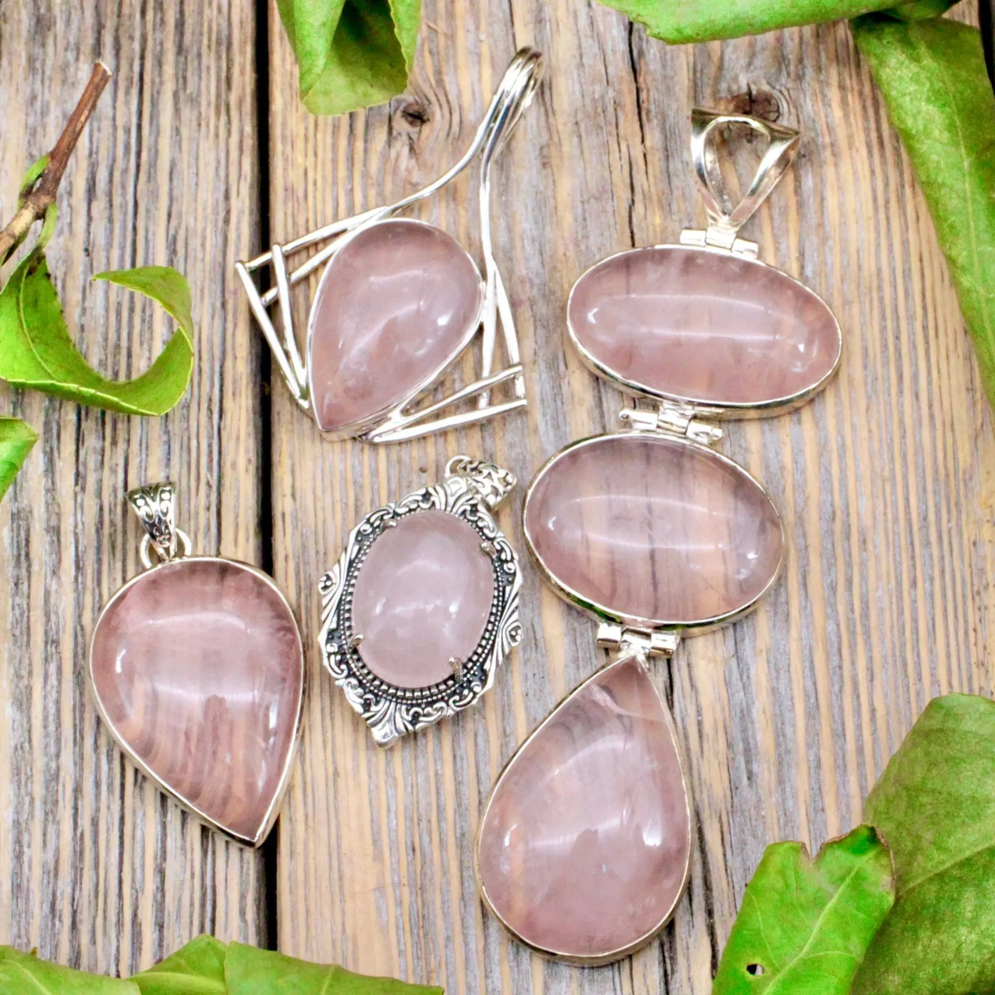 Rose Quartz Pendant in Sterling Silver