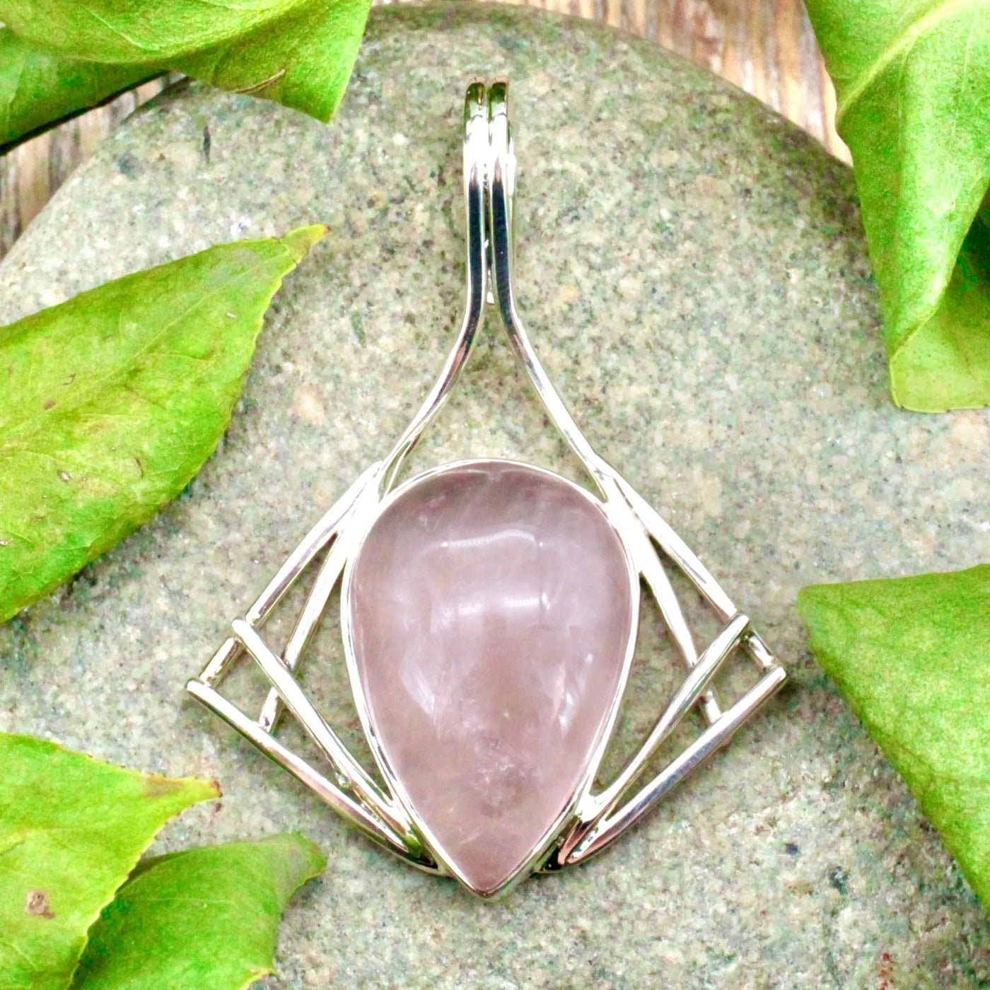 Rose Quartz Pendant in Sterling Silver