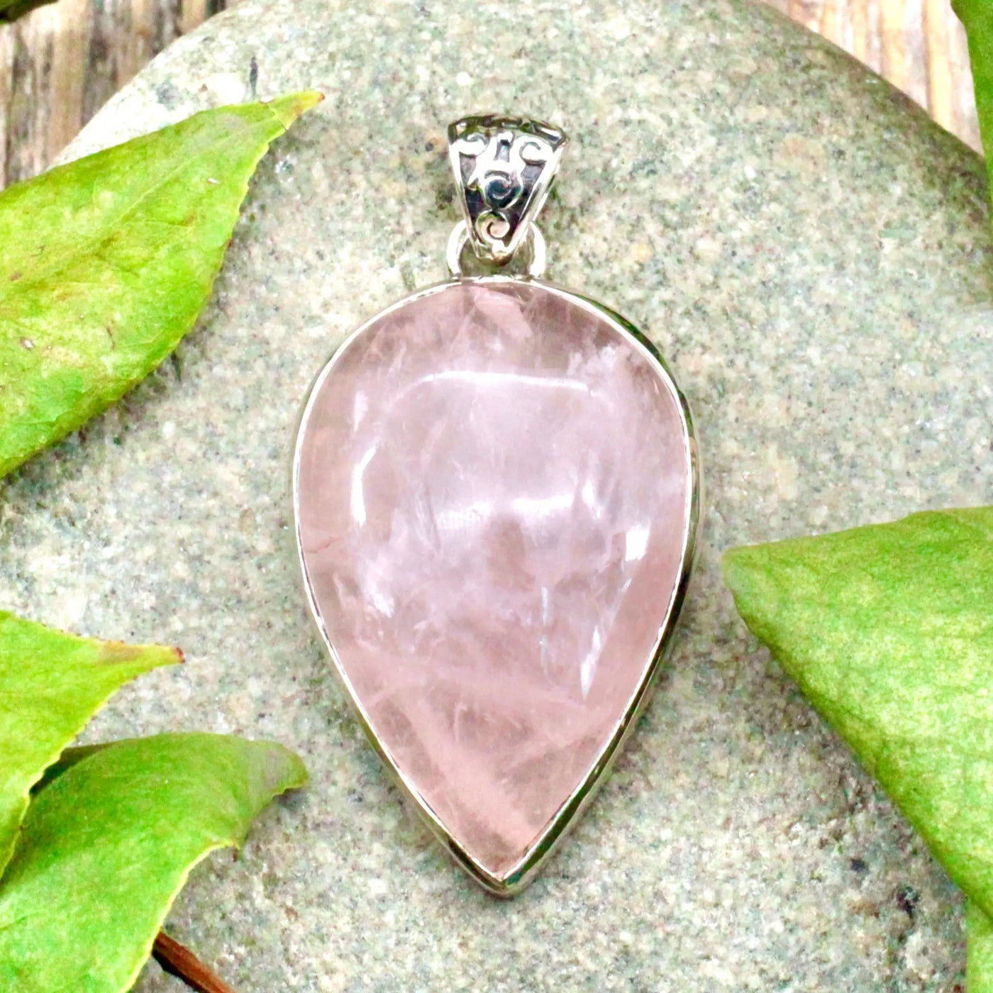 Rose Quartz Pendant in Sterling Silver