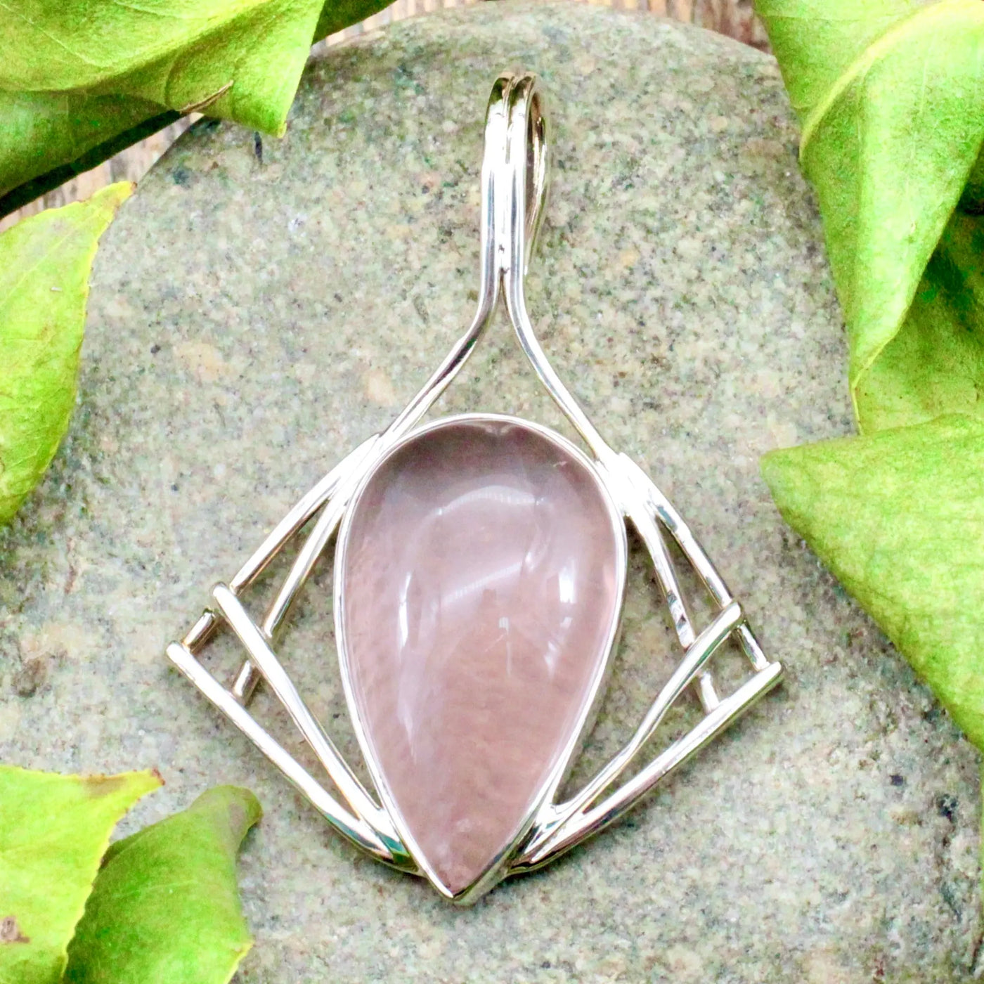 Rose Quartz Pendant in Sterling Silver