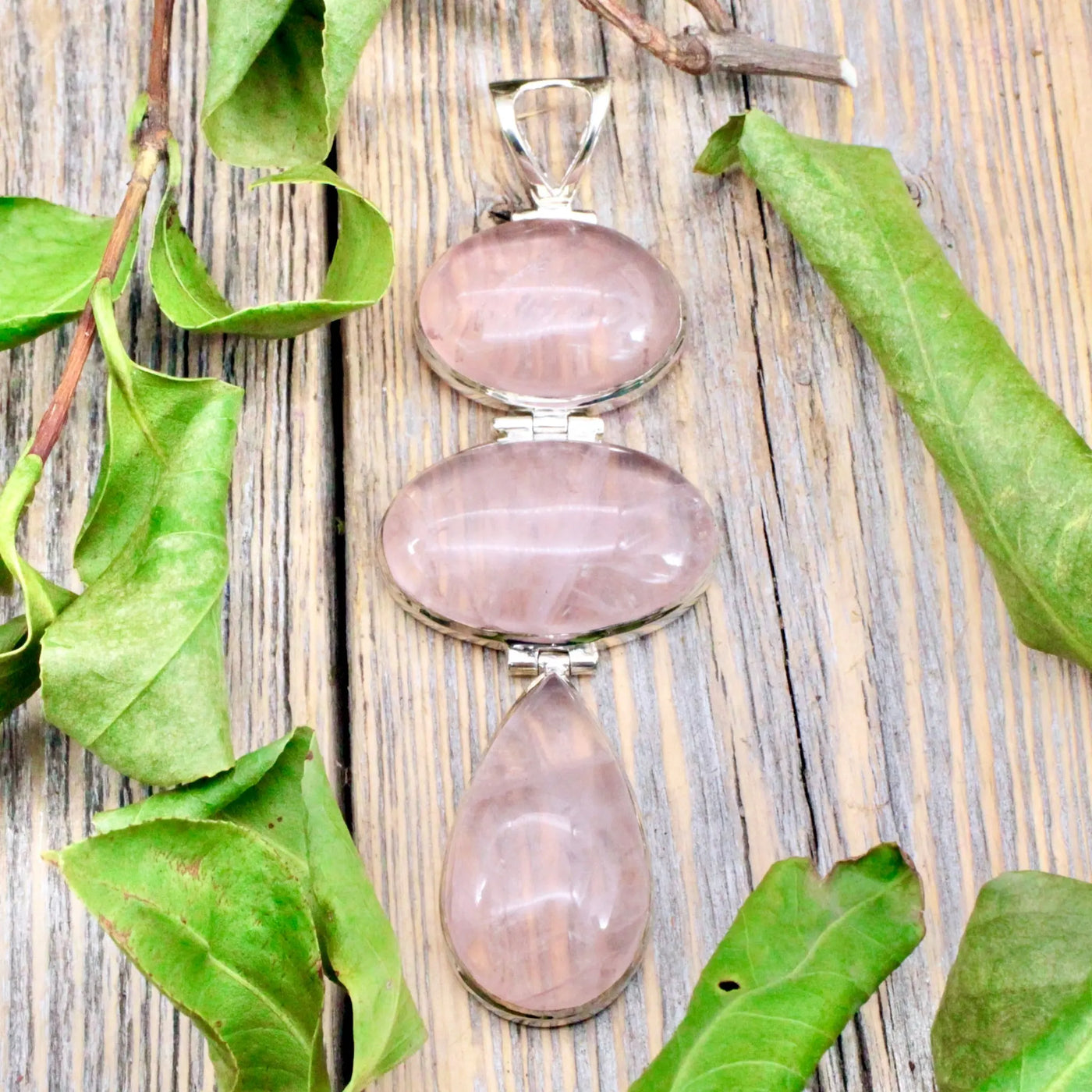 Rose Quartz Pendant in Sterling Silver