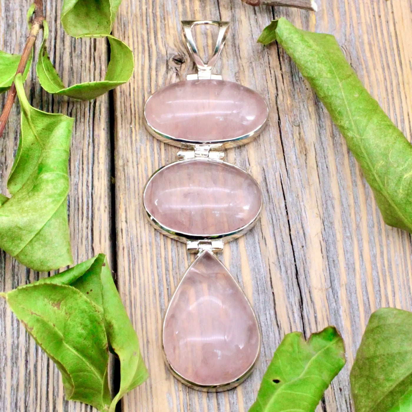 Rose Quartz Pendant in Sterling Silver