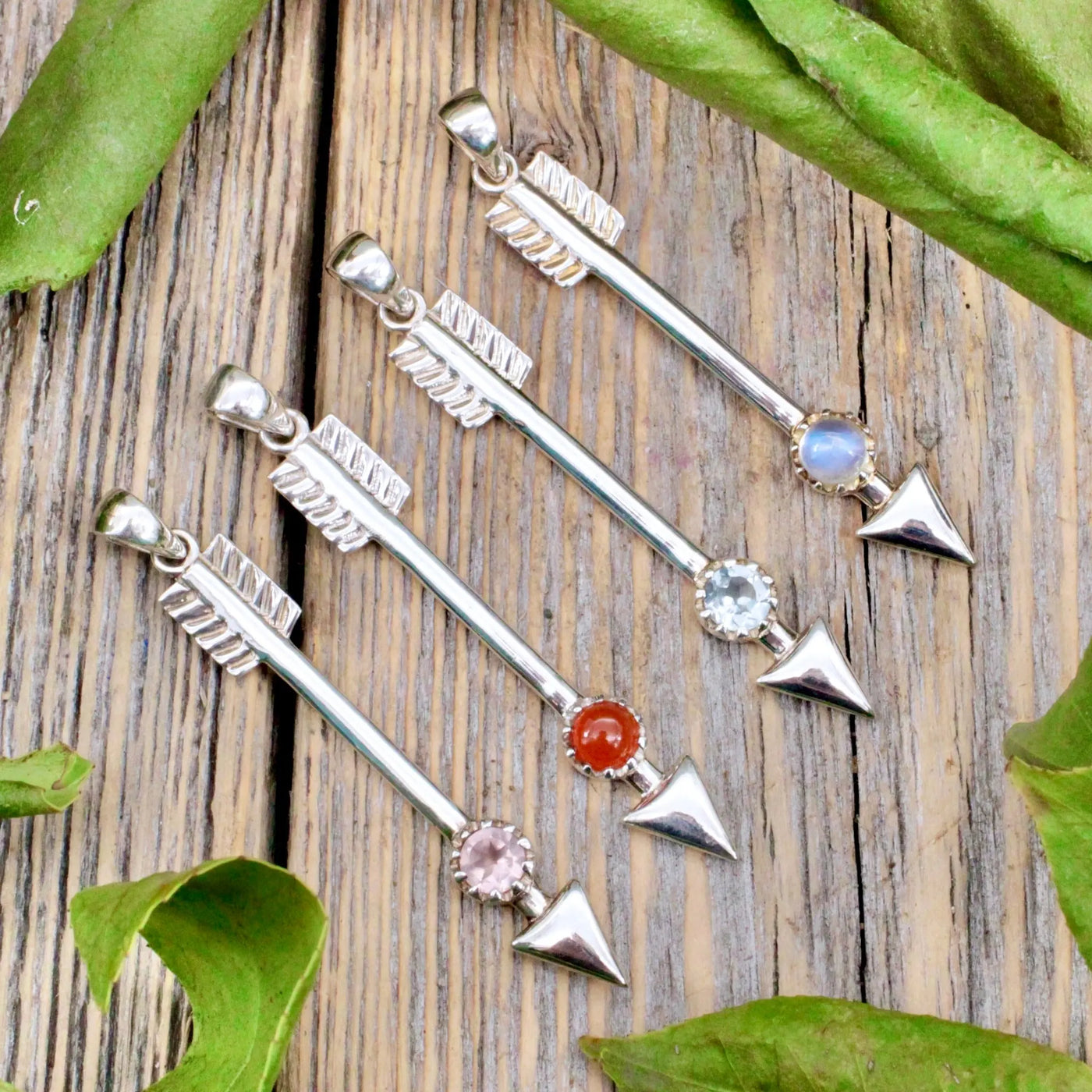 Sterling Silver Arrow Pendant with Gemstone Accent