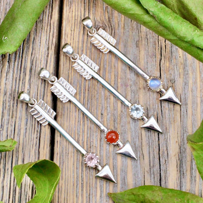 Sterling Silver Arrow Pendant with Gemstone Accent