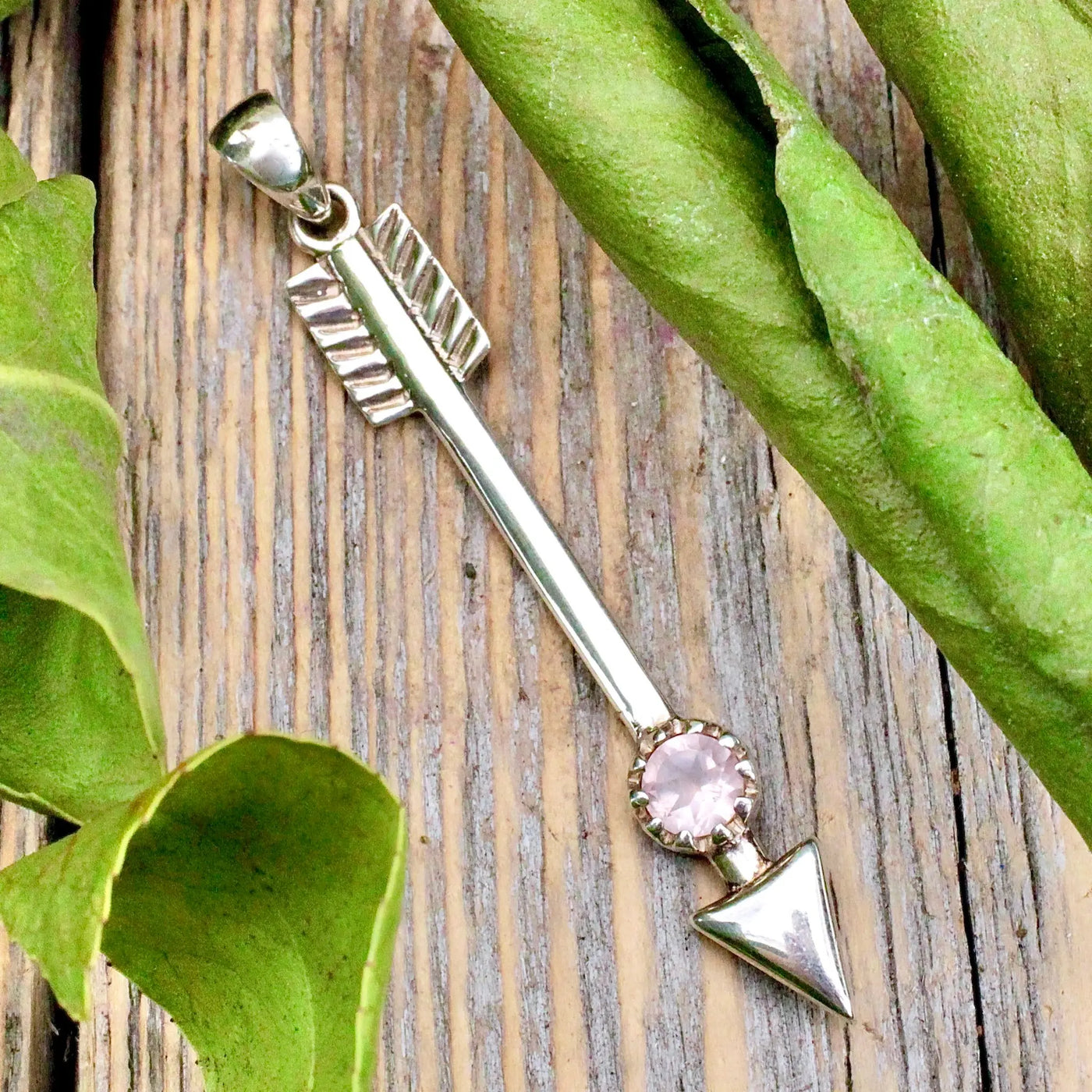 Sterling Silver Arrow Pendant with Gemstone Accent