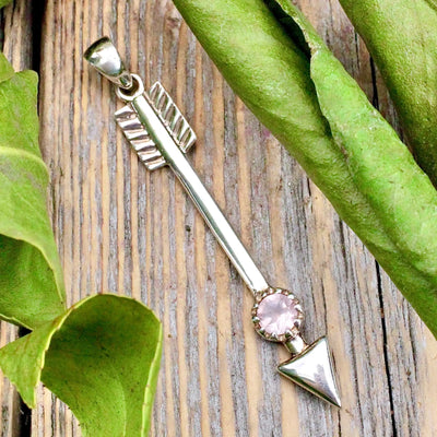 Sterling Silver Arrow Pendant with Gemstone Accent