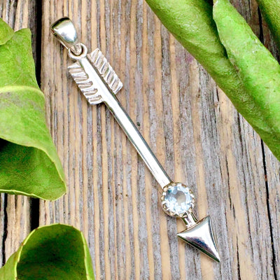 Sterling Silver Arrow Pendant with Gemstone Accent