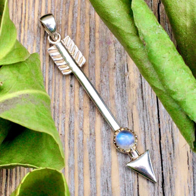 Sterling Silver Arrow Pendant with Gemstone Accent